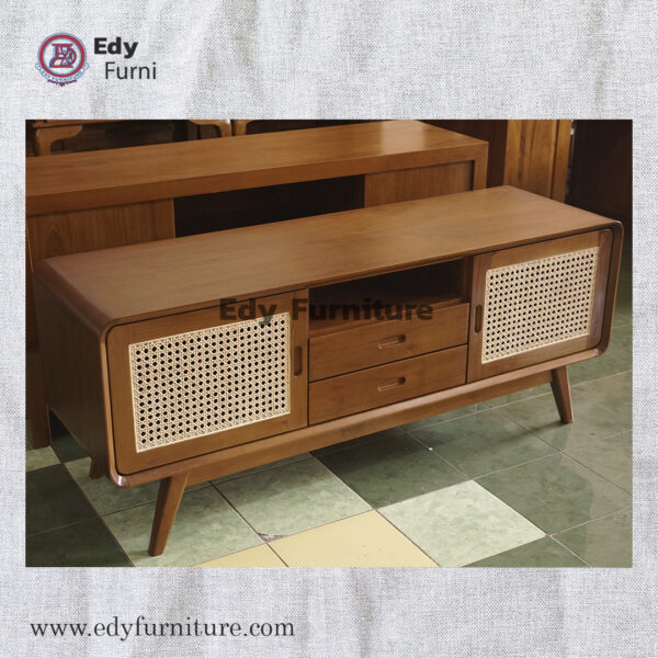 TV Table Retro Rattan - Gambar 3