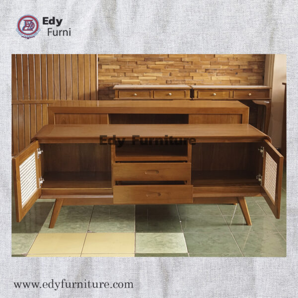 TV Table Retro Rattan - Gambar 2